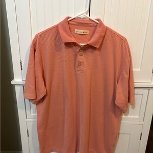 Jamaica Jose Salmon Striped Polo Shirt L Coastal Preppy